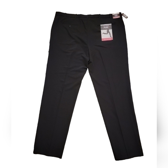 VAN HEUSEN Premium Non Iron Straight Fit black Pants Flex Waist size 44x34 NWT - Picture 6 of 7